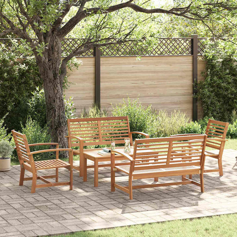 Tuin Sofa Set 5 pcs Naturel Massief teakhout