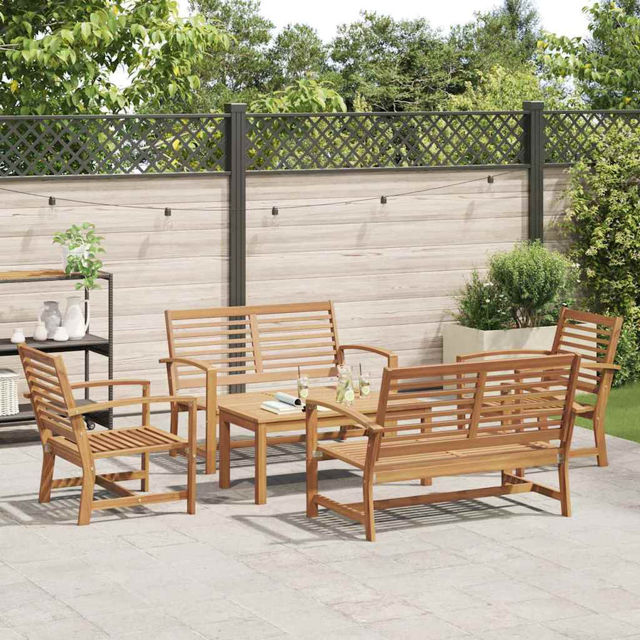 Tuin Sofa Set 5 pcs Naturel Massief teakhout