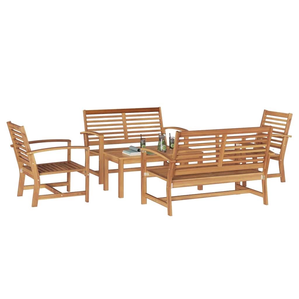 Tuin Sofa Set 5 pcs Naturel Massief teakhout