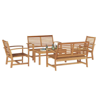 Tuin Sofa Set 5 pcs Naturel Massief teakhout