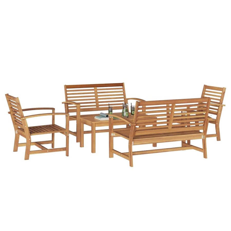 Tuin Sofa Set 5 pcs Naturel Massief teakhout