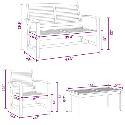 Tuin Sofa Set 5 pcs Naturel Massief teakhout