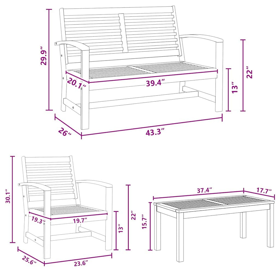 Tuin Sofa Set 5 pcs Naturel Massief teakhout