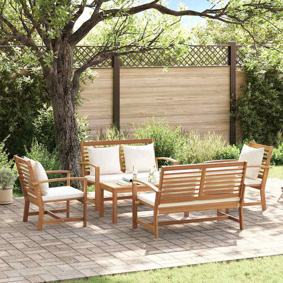 Tuin Sofa Set 5 pcs Naturel Massief teakhout