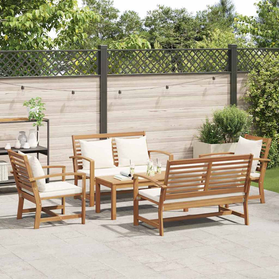Tuin Sofa Set 5 pcs Naturel Massief teakhout