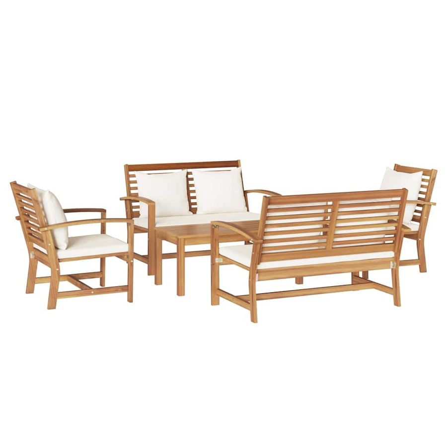 Tuin Sofa Set 5 pcs Naturel Massief teakhout