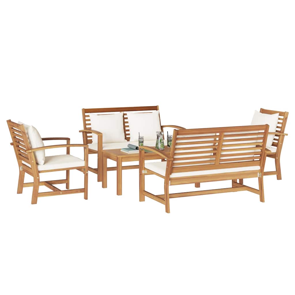 Tuin Sofa Set 5 pcs Naturel Massief teakhout