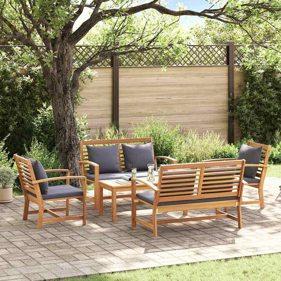 Tuin Sofa Set 5 pcs Naturel Massief teakhout