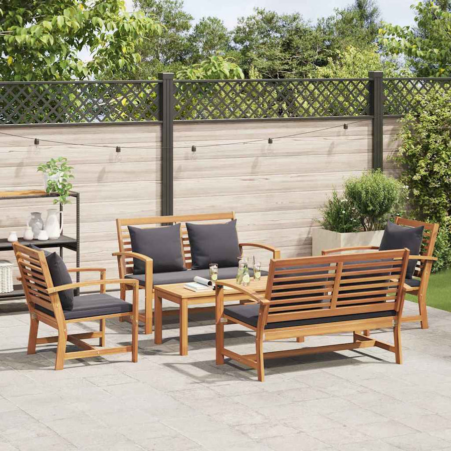 Tuin Sofa Set 5 pcs Naturel Massief teakhout