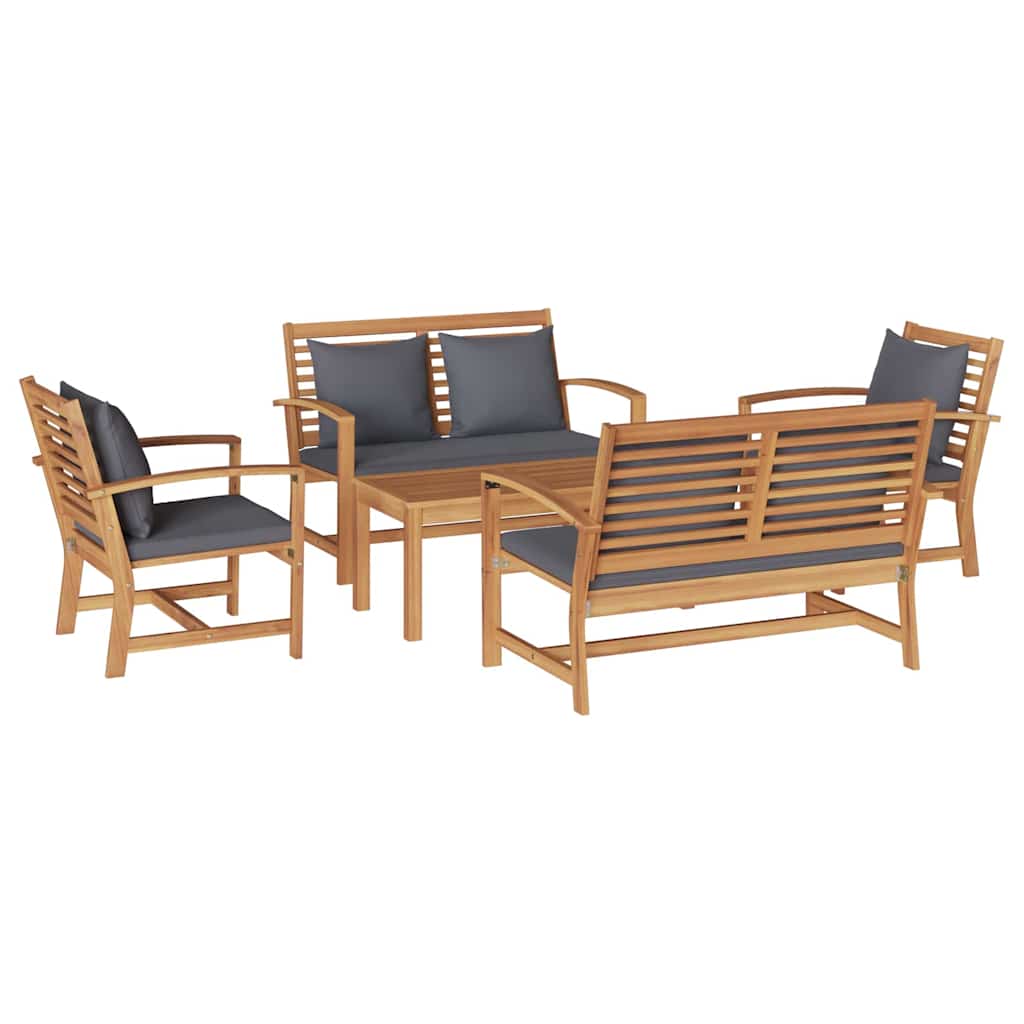 Tuin Sofa Set 5 pcs Naturel Massief teakhout