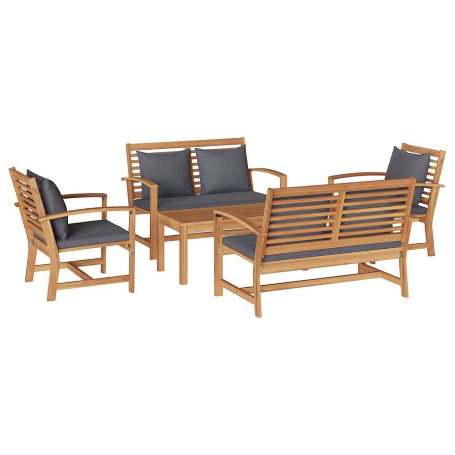 Tuin Sofa Set 5 pcs Naturel Massief teakhout
