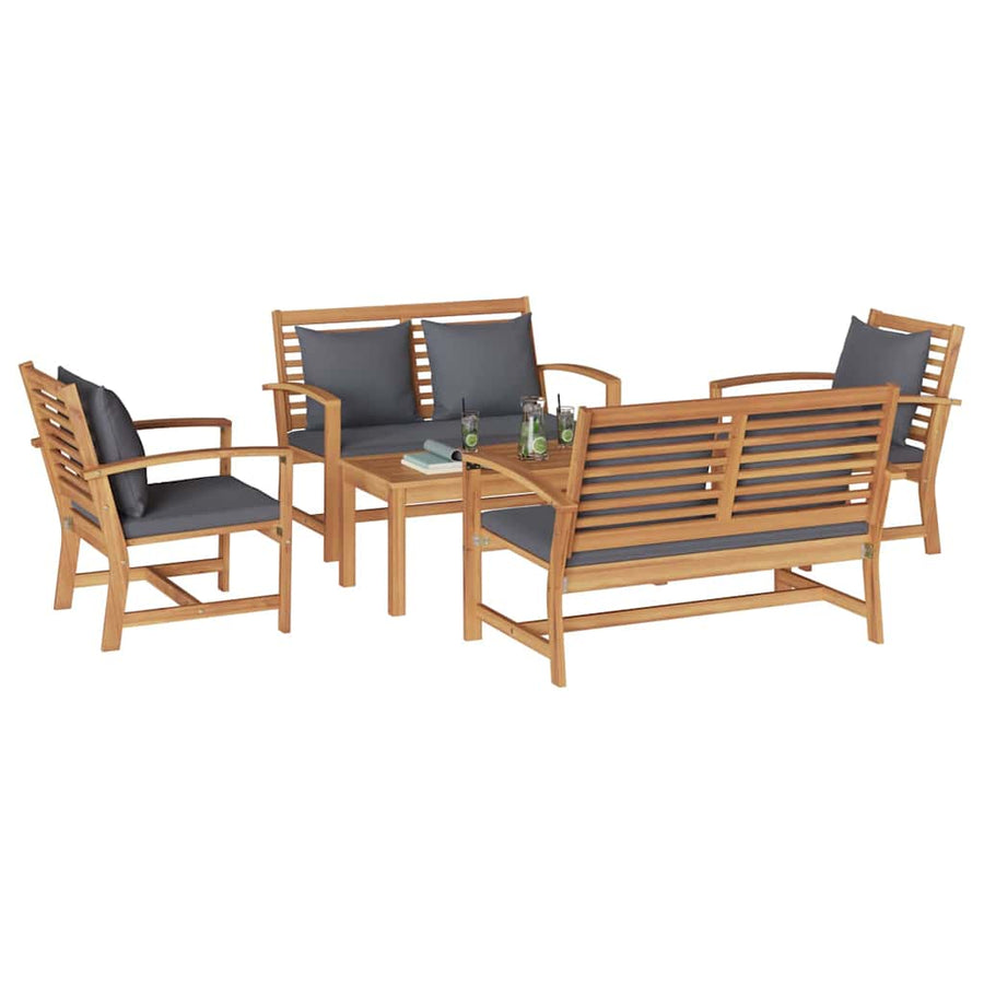 Tuin Sofa Set 5 pcs Naturel Massief teakhout