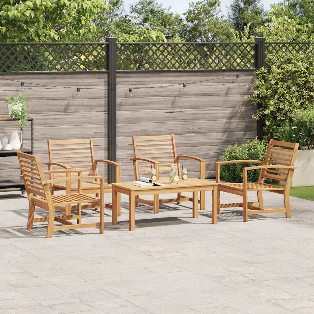 Tuin Sofa Set 5 pcs Naturel Massief teakhout