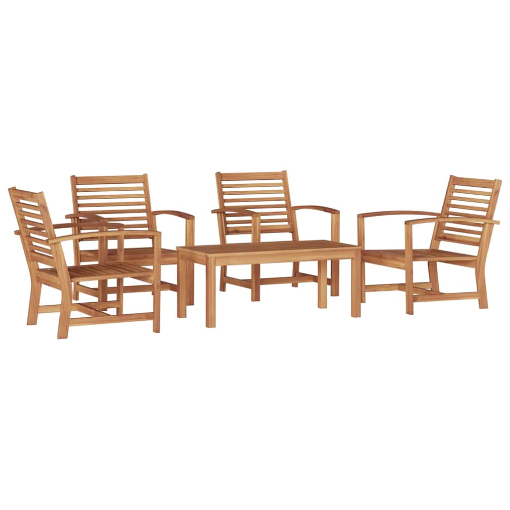 Tuin Sofa Set 5 pcs Naturel Massief teakhout