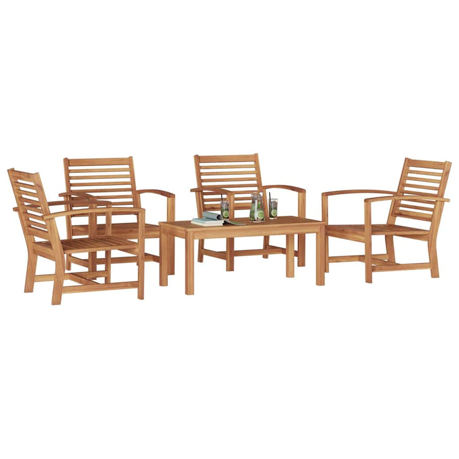Tuin Sofa Set 5 pcs Naturel Massief teakhout