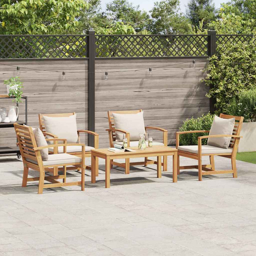 Tuin Sofa Set 5 pcs Naturel Massief teakhout