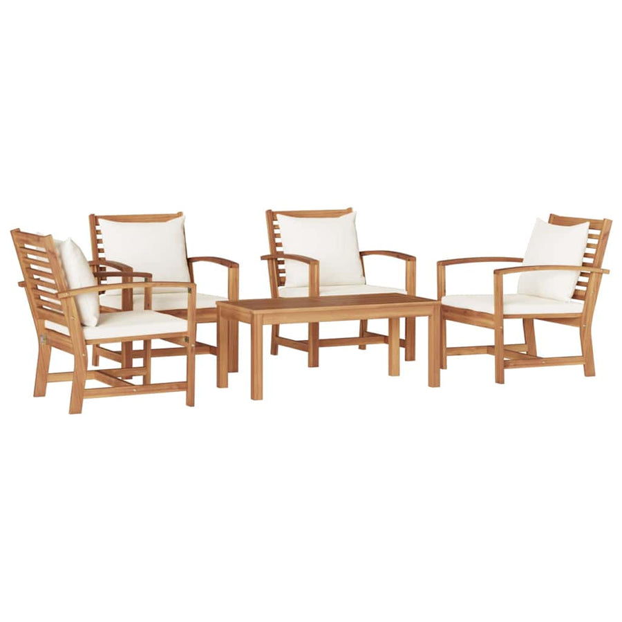 Tuin Sofa Set 5 pcs Naturel Massief teakhout