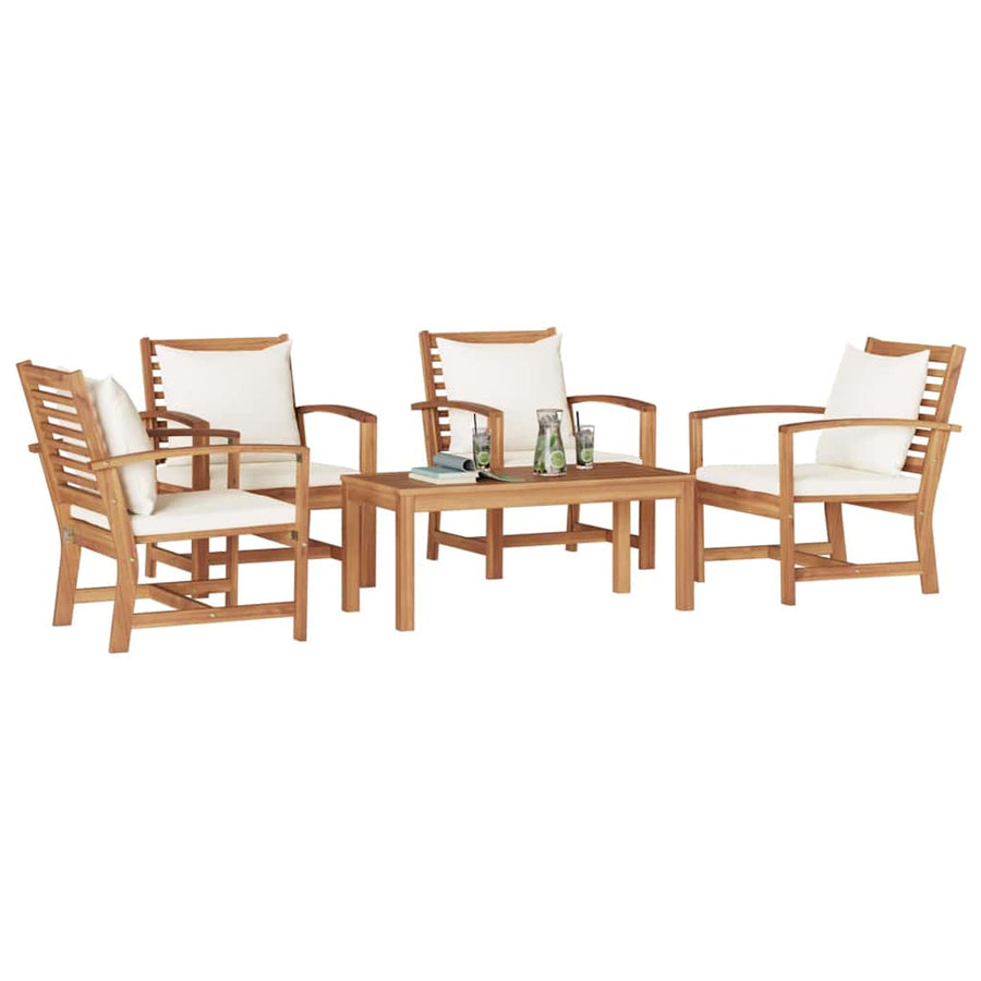 Tuin Sofa Set 5 pcs Naturel Massief teakhout