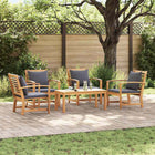 Garden Bench Set 5 pcs Natural Solid Teakwood