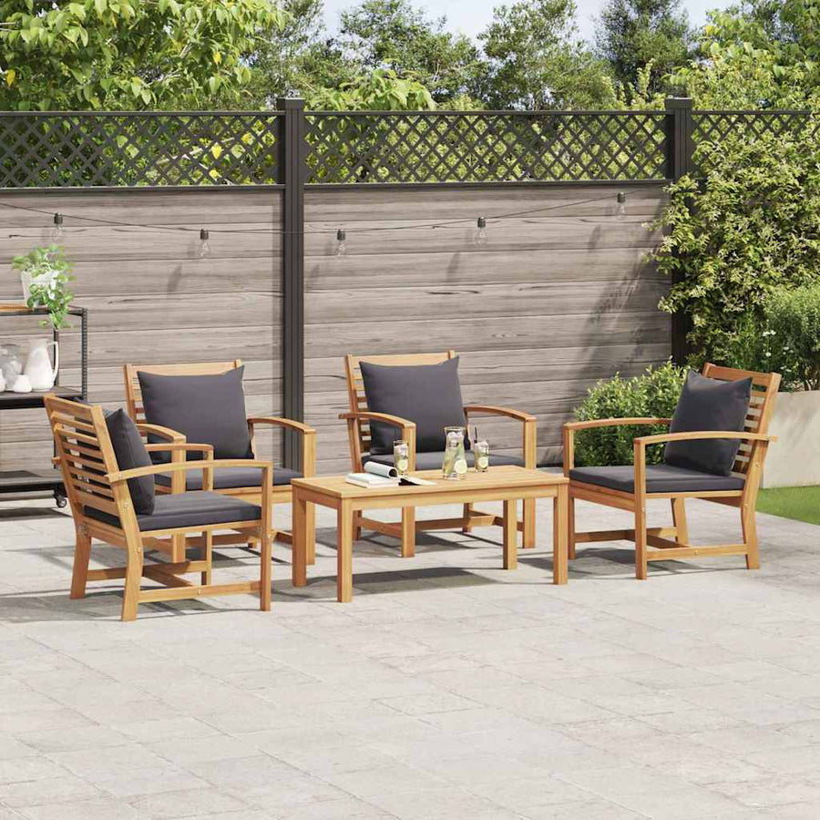 Tuin Sofa Set 5 pcs Naturel Massief teakhout