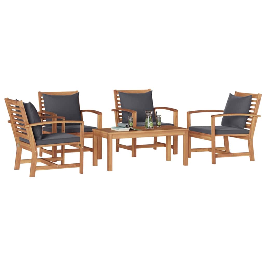 Tuin Sofa Set 5 pcs Naturel Massief teakhout