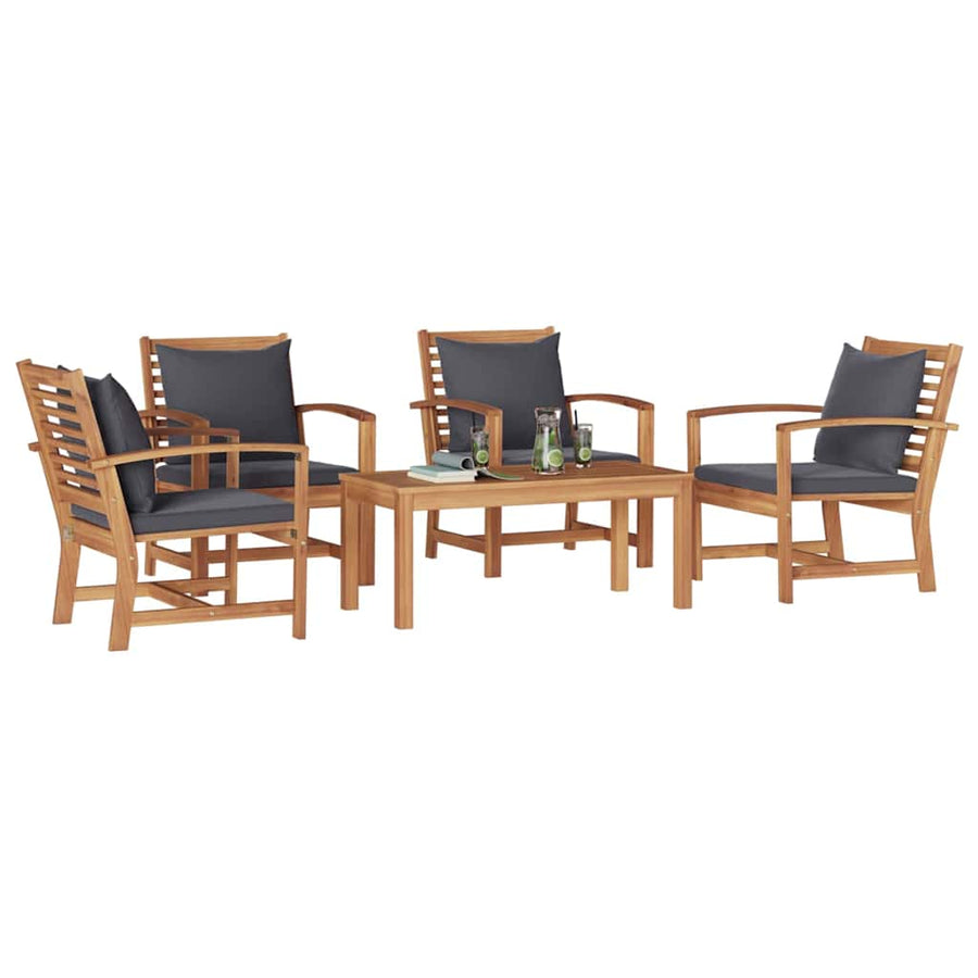 Tuin Sofa Set 5 pcs Naturel Massief teakhout