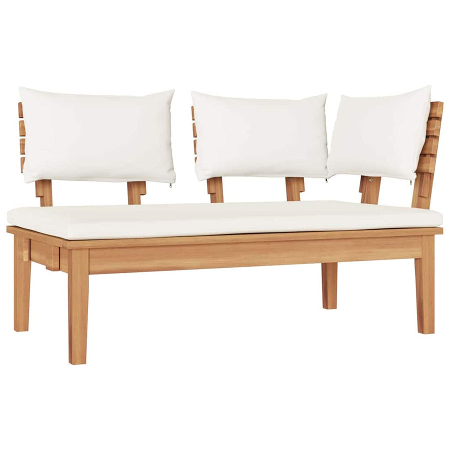 Tuinbankset 4 pcs Bruin en Crème 2-zits Medium Hout en Stof