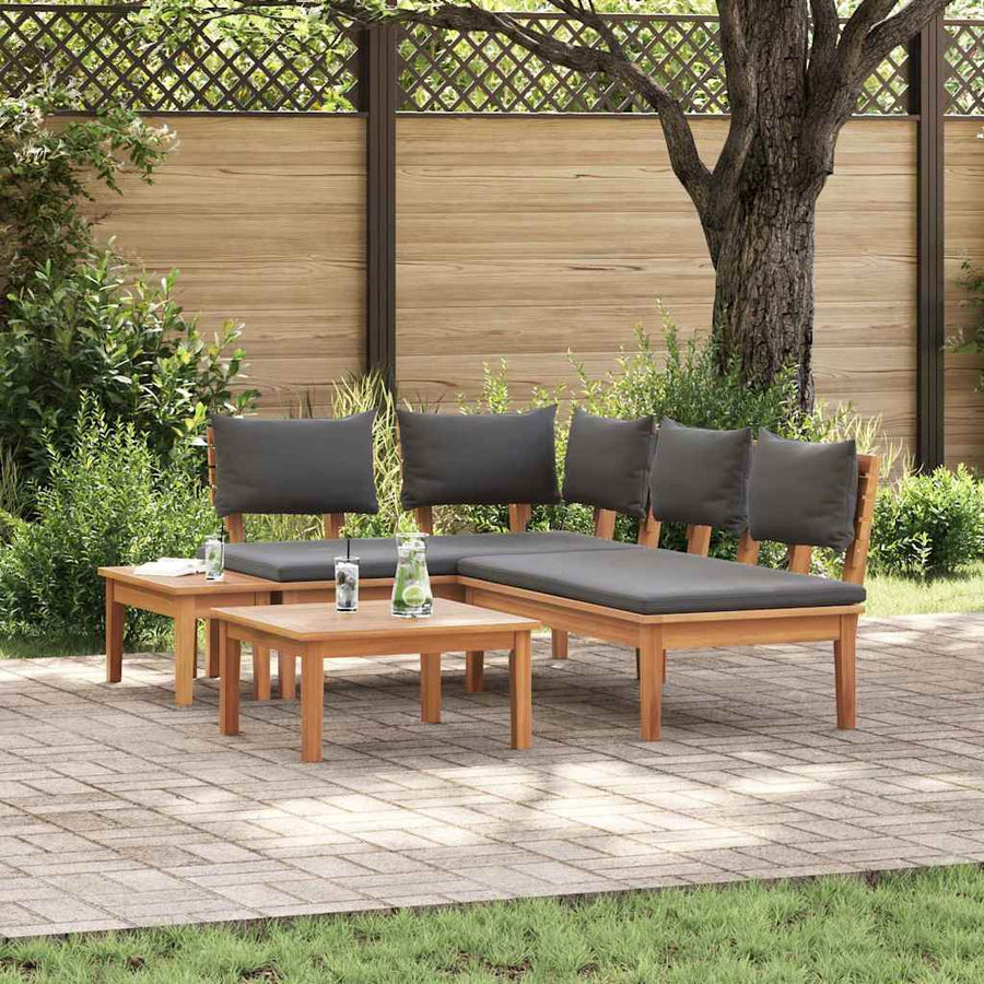 Tuinbankset 4 pcs Bruin en donkergrijs en bruin Medium Compact