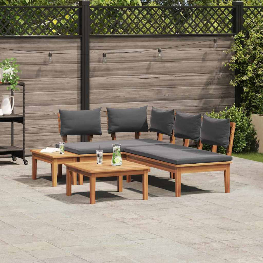 Tuinbankset 4 pcs Bruin en donkergrijs en bruin Medium Compact