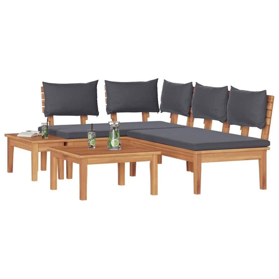 Tuinbankset 4 pcs Bruin en donkergrijs en bruin Medium Compact