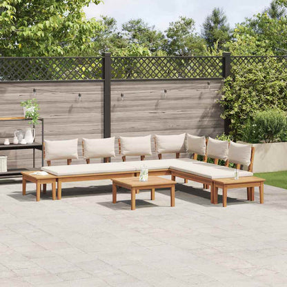 Tuinbankset 4 pcs Bruin en Crème 2-zits Medium Hout en Stof