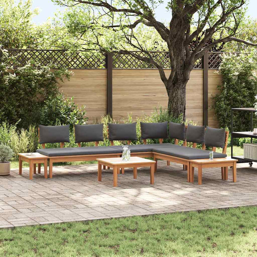 Tuinbankset 3 pcs Bruin en donkergrijs en bruin Medium Compact