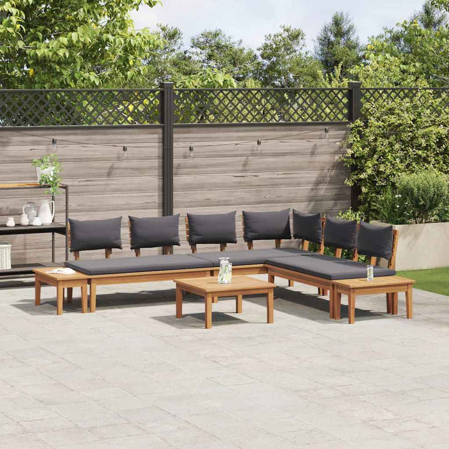 Tuinbankset 3 pcs Bruin en donkergrijs en bruin Medium Compact
