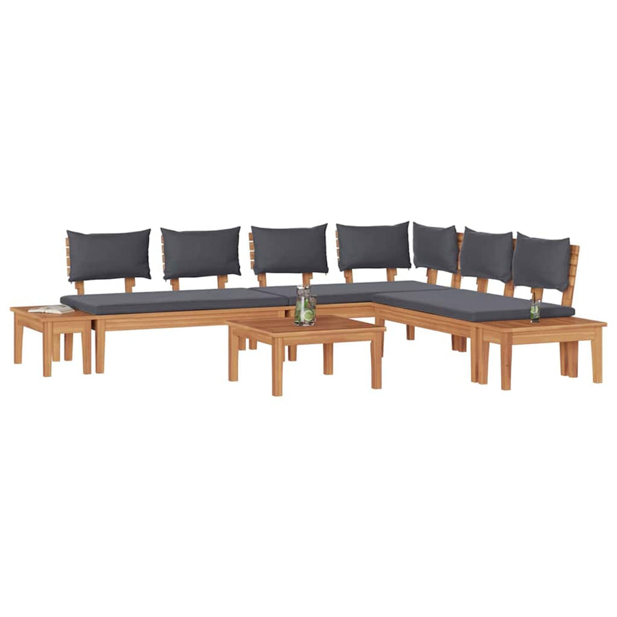 Tuinbankset 3 pcs Bruin en donkergrijs en bruin Medium Compact