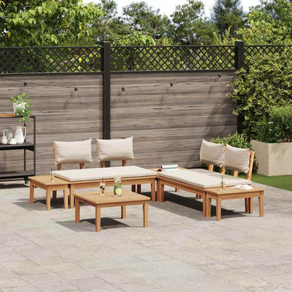 Tuinbankset 3 pcs Bruin en Crème 2-zits Small Massief hout