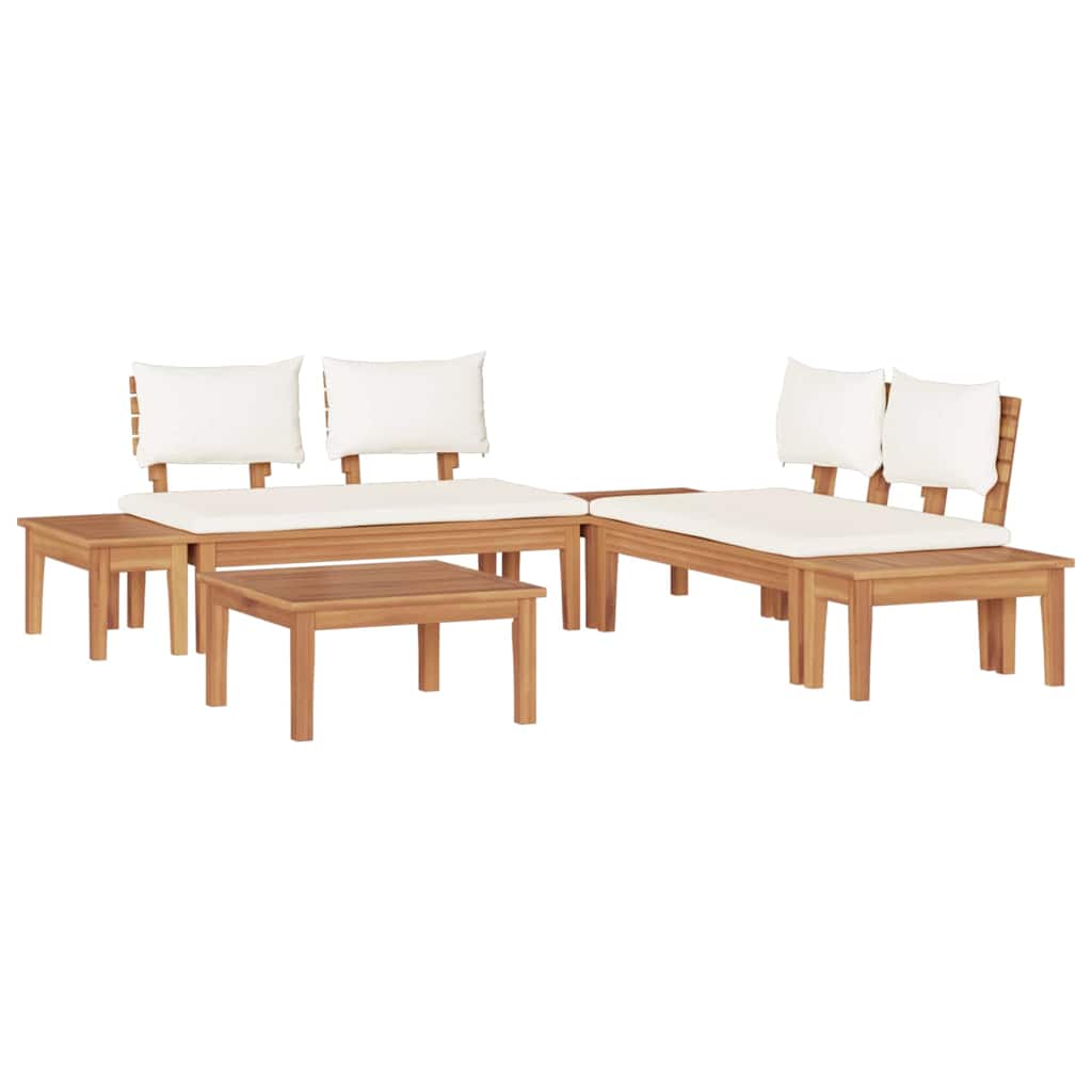 Tuinbankset 3 pcs Bruin en Crème 2-zits Small Massief hout