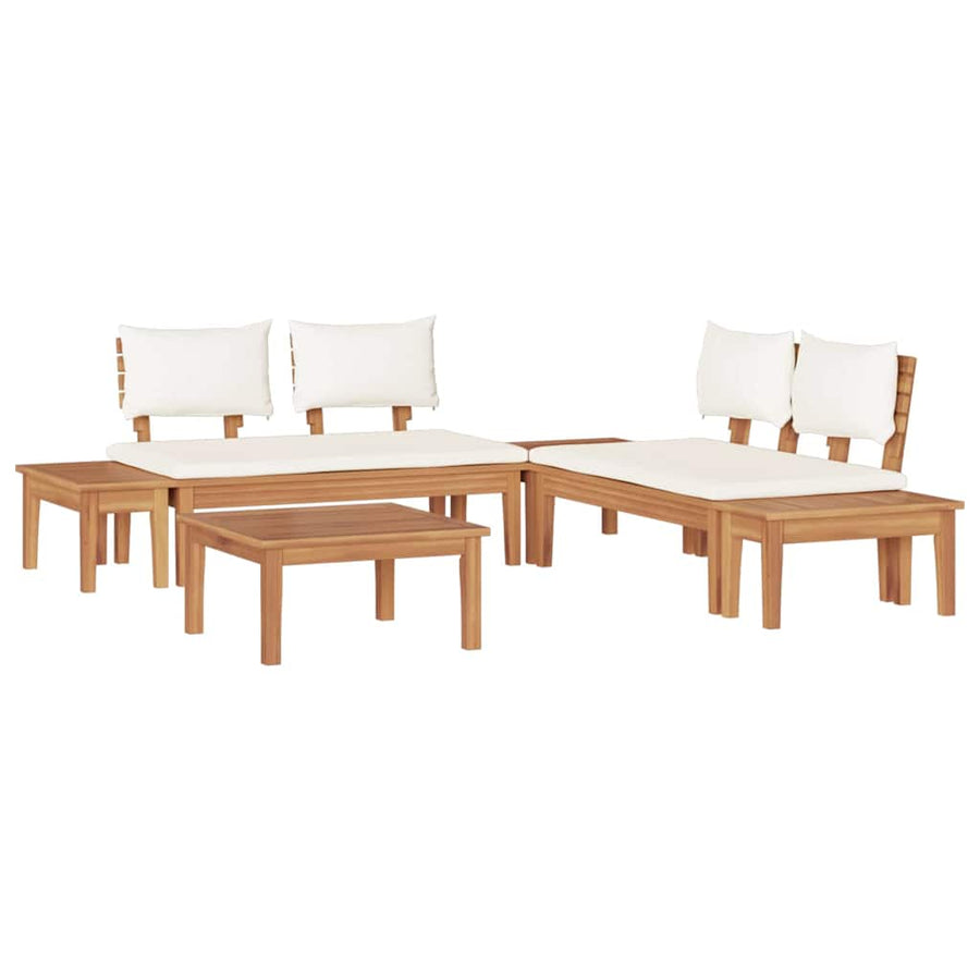 Tuinbankset 3 pcs Bruin en Crème 2-zits Small Massief hout