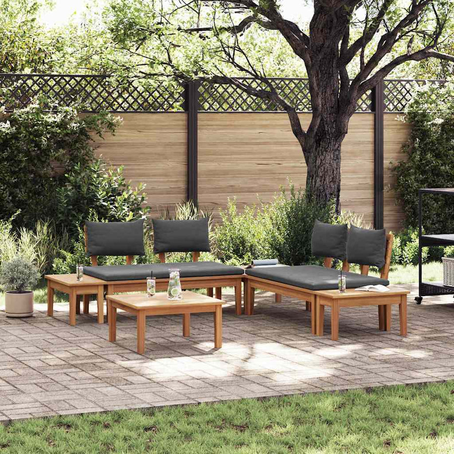 Tuinbankset 3 pcs Bruin en donkergrijs en bruin Medium Small