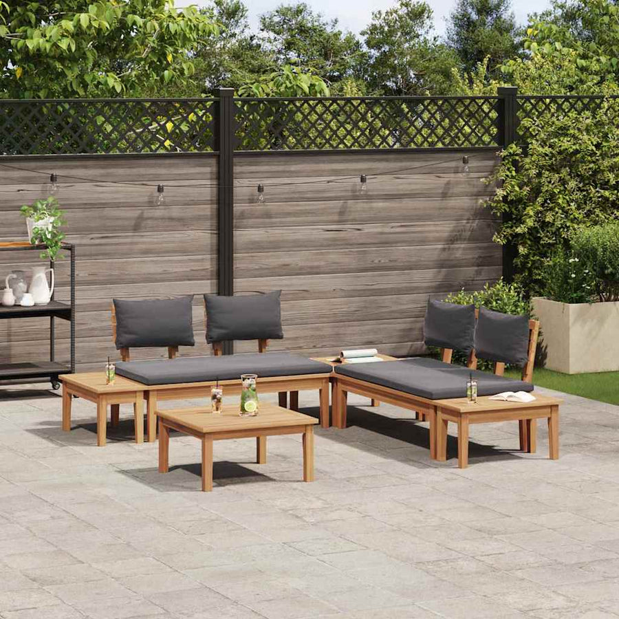 Tuinbankset 3 pcs Bruin en donkergrijs en bruin Medium Small