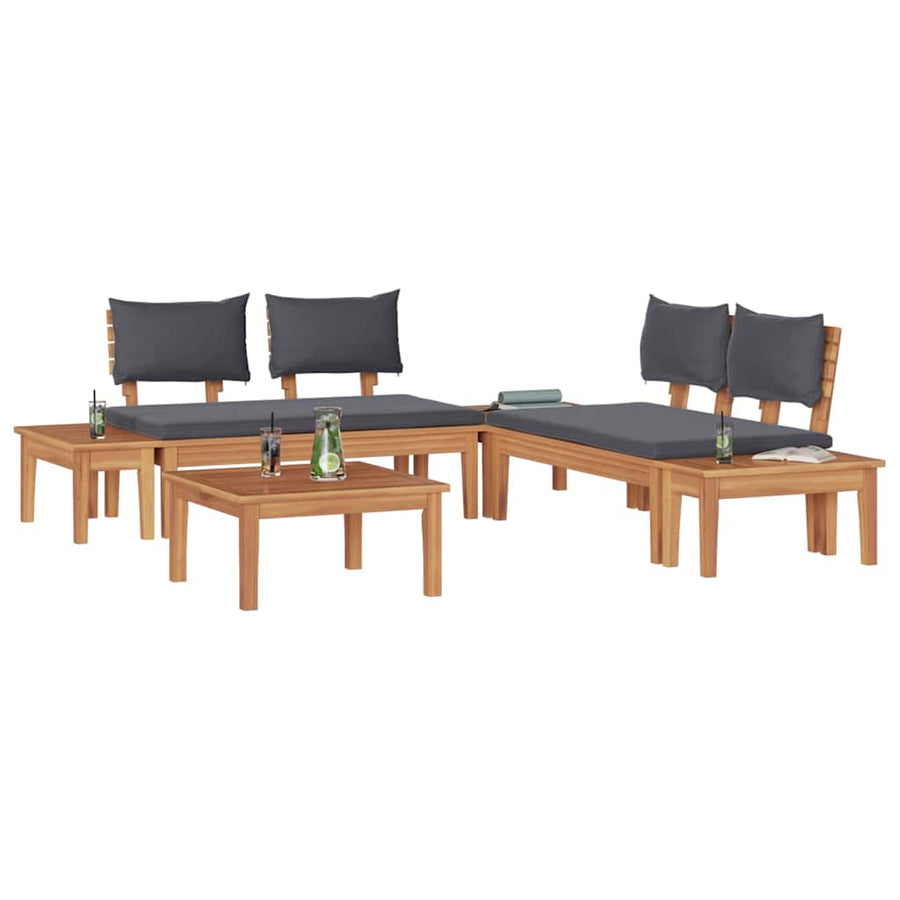 Tuinbankset 3 pcs Bruin en donkergrijs en bruin Medium Small