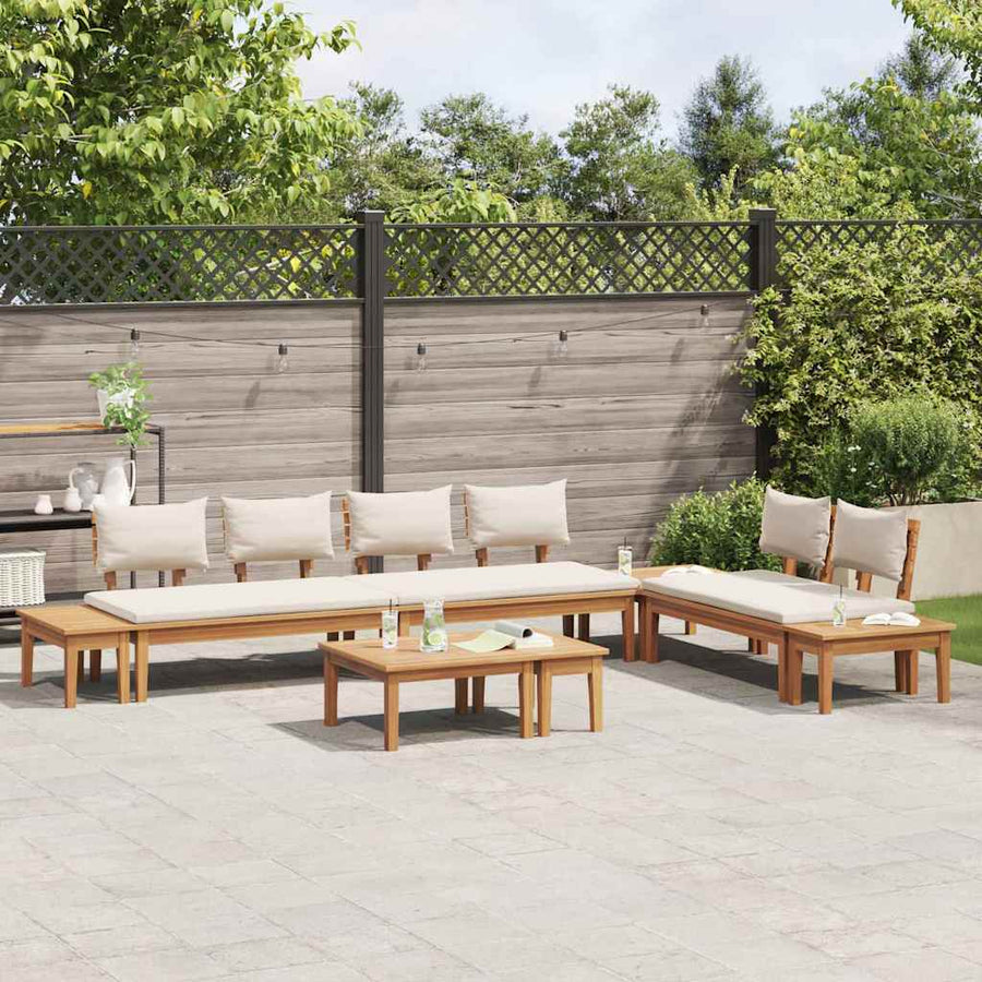 Tuinbankset 5 pcs Bruin en Crème 2-zits Small Massief hout