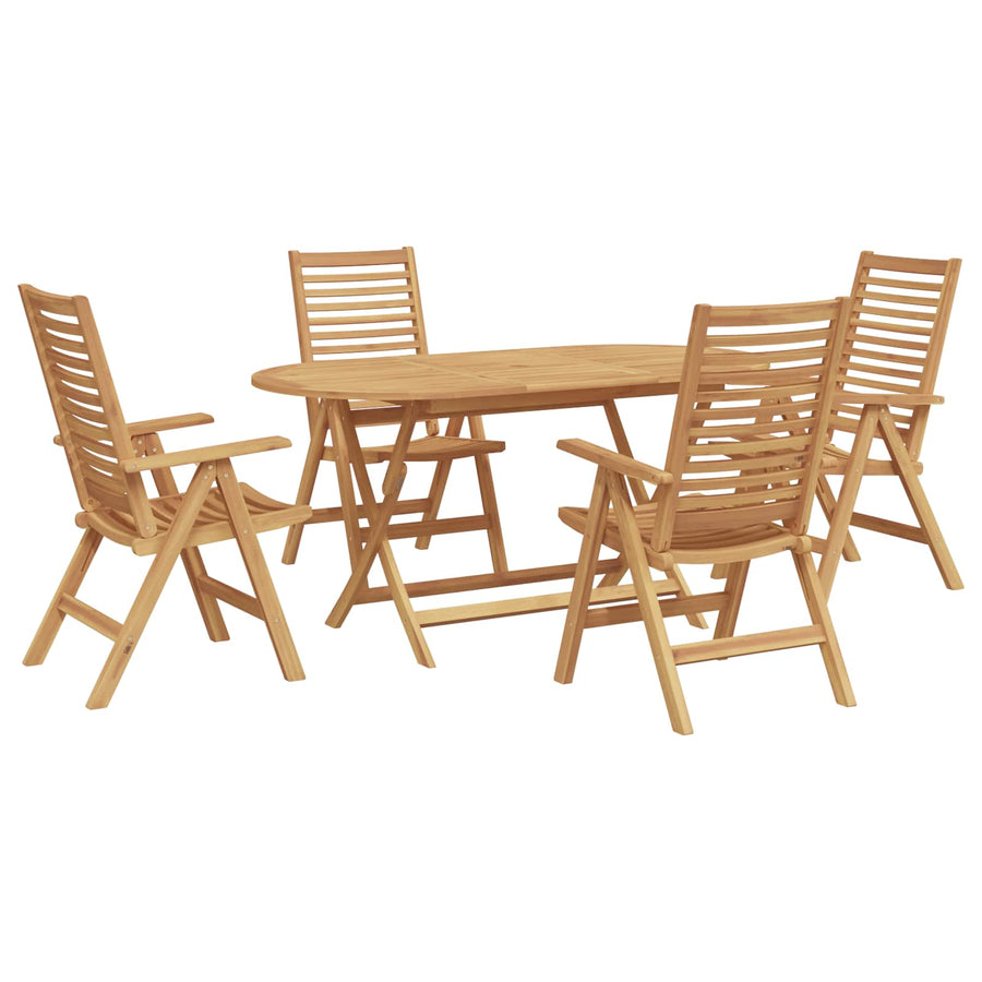 Tuin eettafelset 5 pcs Bruin Massief Teakhout