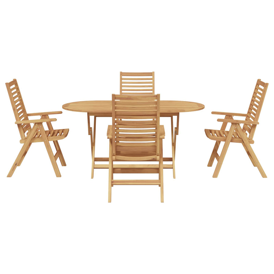 Tuin eettafelset 5 pcs Bruin Massief Teakhout