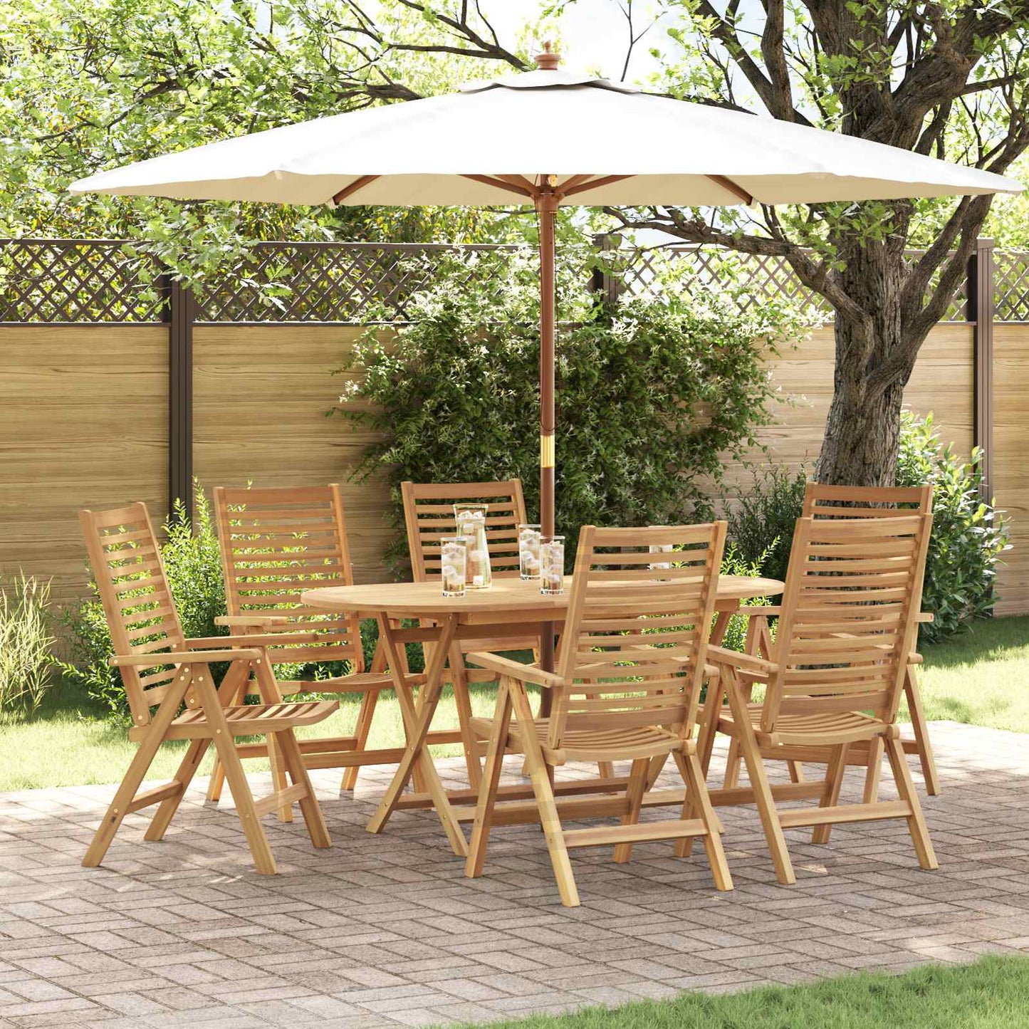 Tuin eettafelset 7 pcs Bruin Massief Teakhout