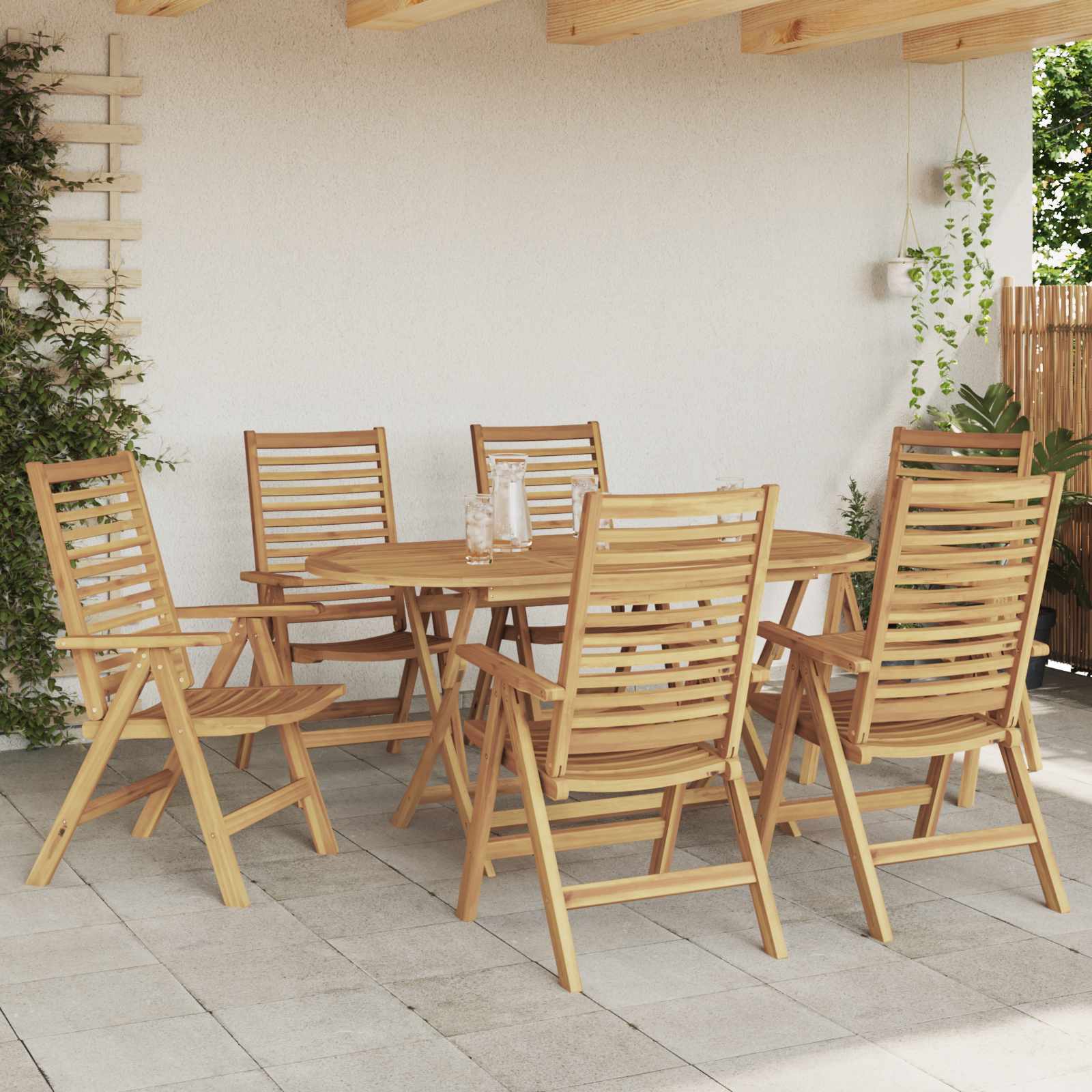 Tuin eettafelset 7 pcs Bruin Massief Teakhout