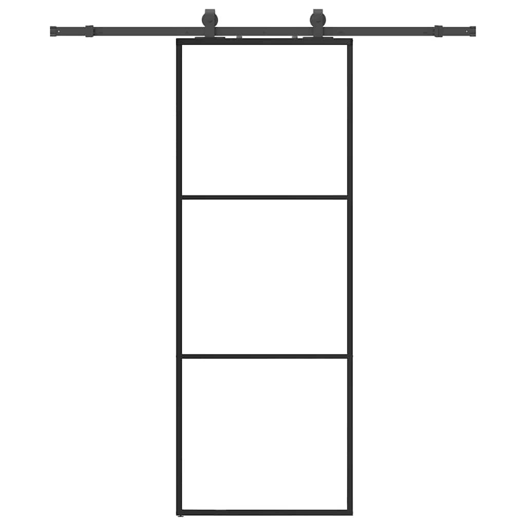 Schuifdeur met beslagset 76x205 cm ESG glas zwart