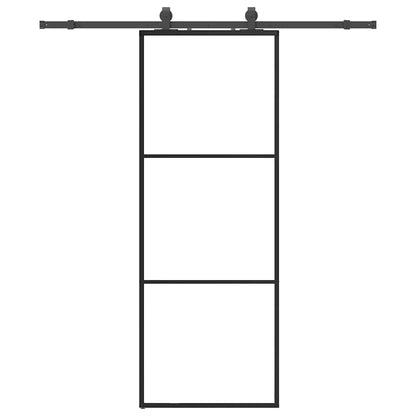 Schuifdeur met beslagset 76x205 cm ESG glas zwart