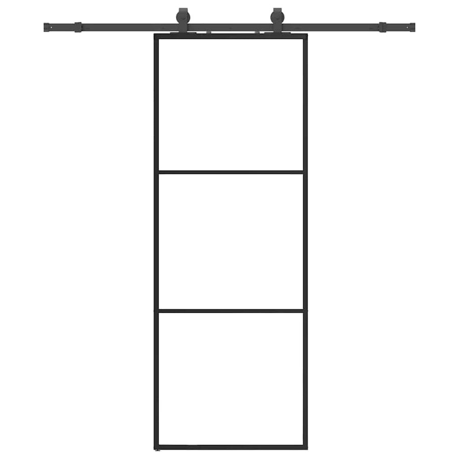 Schuifdeur met beslagset 76x205 cm ESG glas zwart