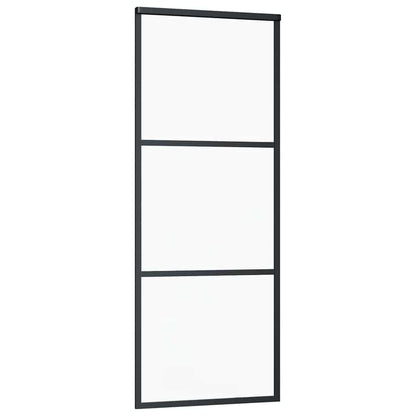 Schuifdeur met beslagset 76x205 cm ESG glas zwart
