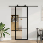 Schuifdeur 76x205 cm ESG glas zwart met beslagset